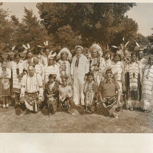 Vtg. WWII U.S. Navy Publicity Photo Showing Sailor and Native Americans 8 x 10